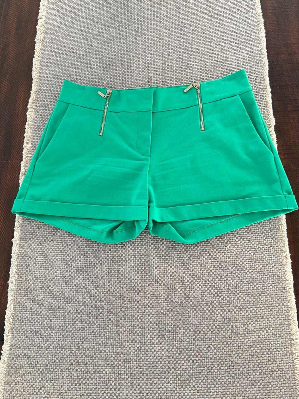 Marciano Emerald Green High-Waist Zip-Accent Shorts